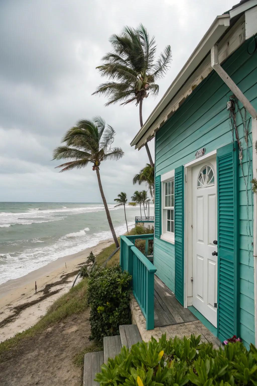 Deep turquoise and pure white evoke a coastal charm.