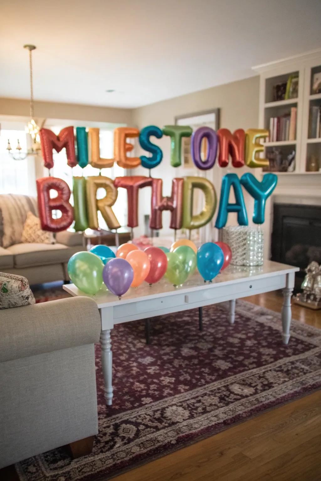 Commemorate milestone birthdays with attention-grabbing number balloons.