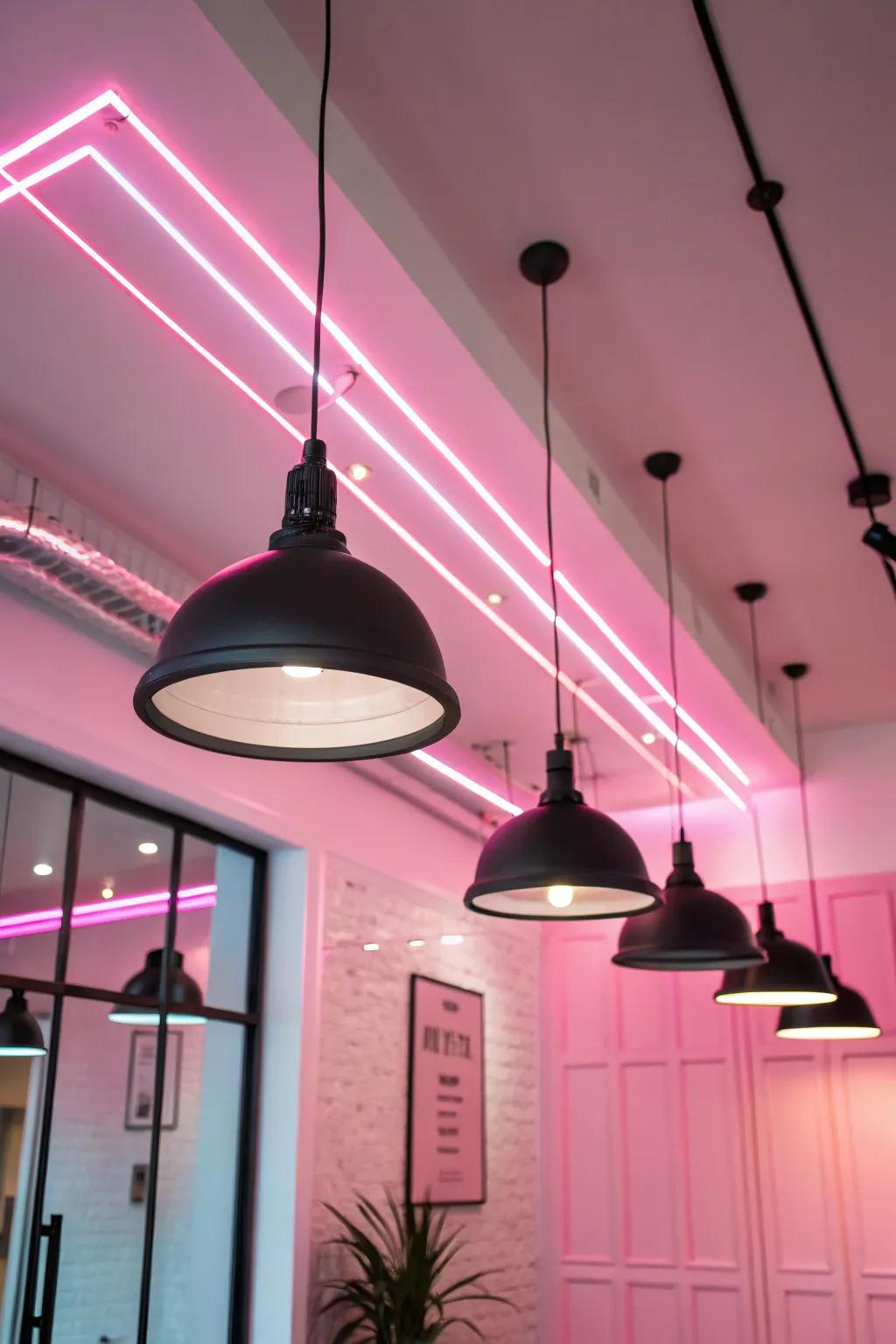 Modern lighting solutions introduce contemporary flair to the space.