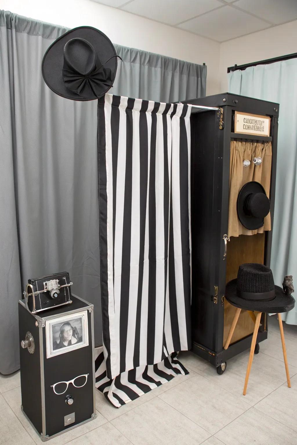 Capture memories featuring a fashionable dark and white imagery station.