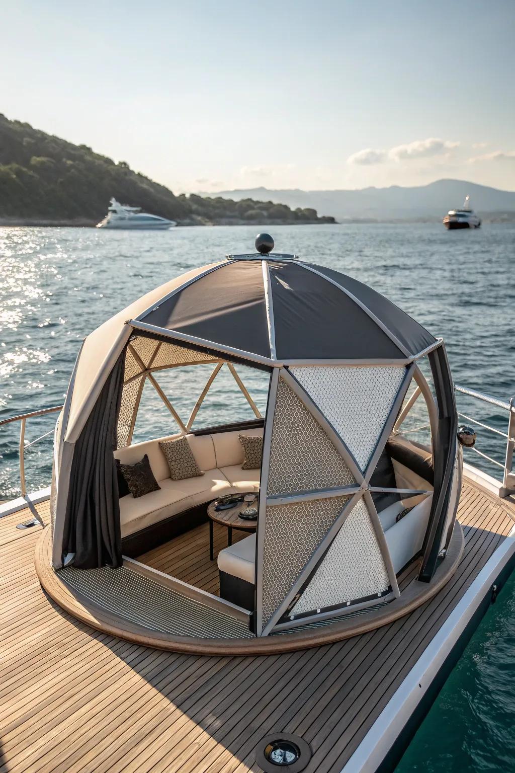 Enhance your boat rides with the best mix of style and function: a pop-up gazebo that offers shade and looks great.