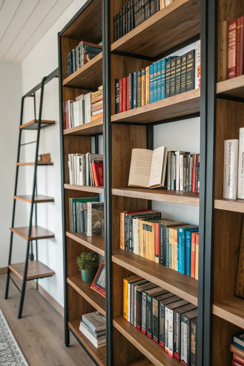 Experiment with shelf arrangement concepts for a versatile bookcase design.