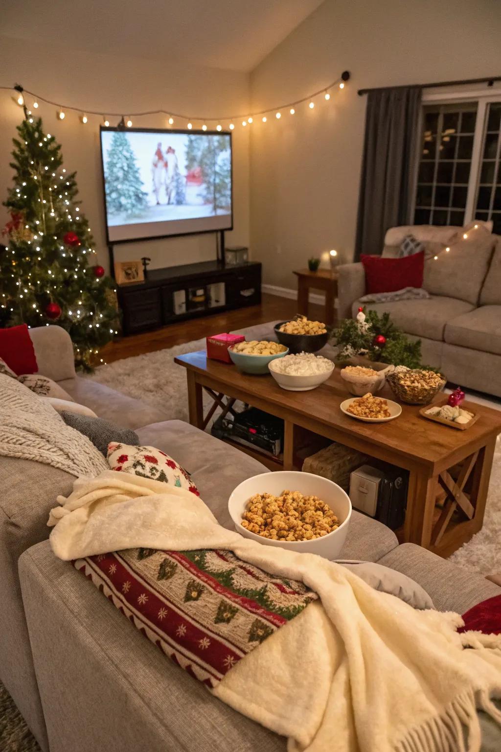 A snug arrangement ideal for a holiday movie marathon.