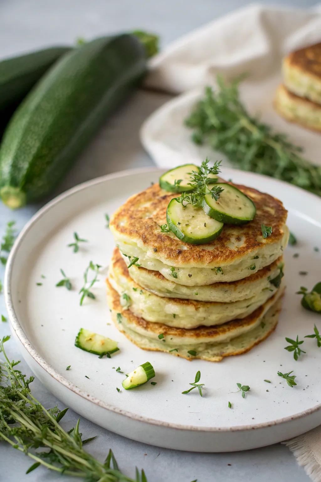 Green squash pancakes present a delicious deviation from traditional breakfast.