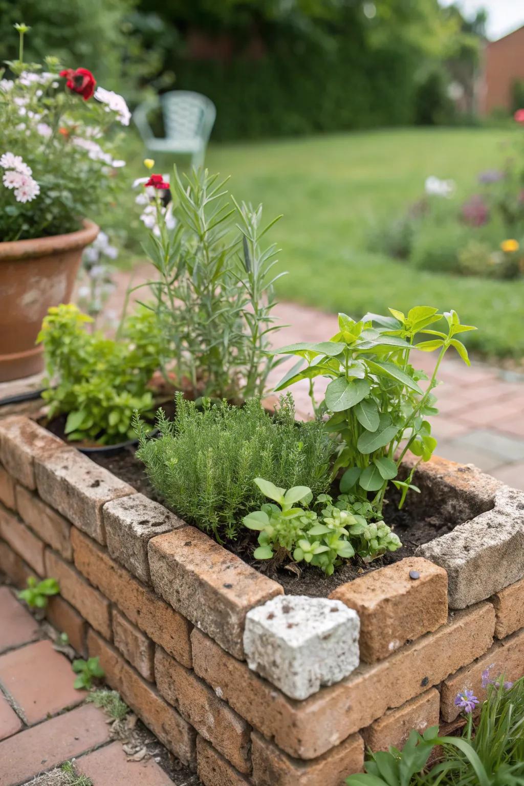 DIY brick planters add a personal touch to your garden.