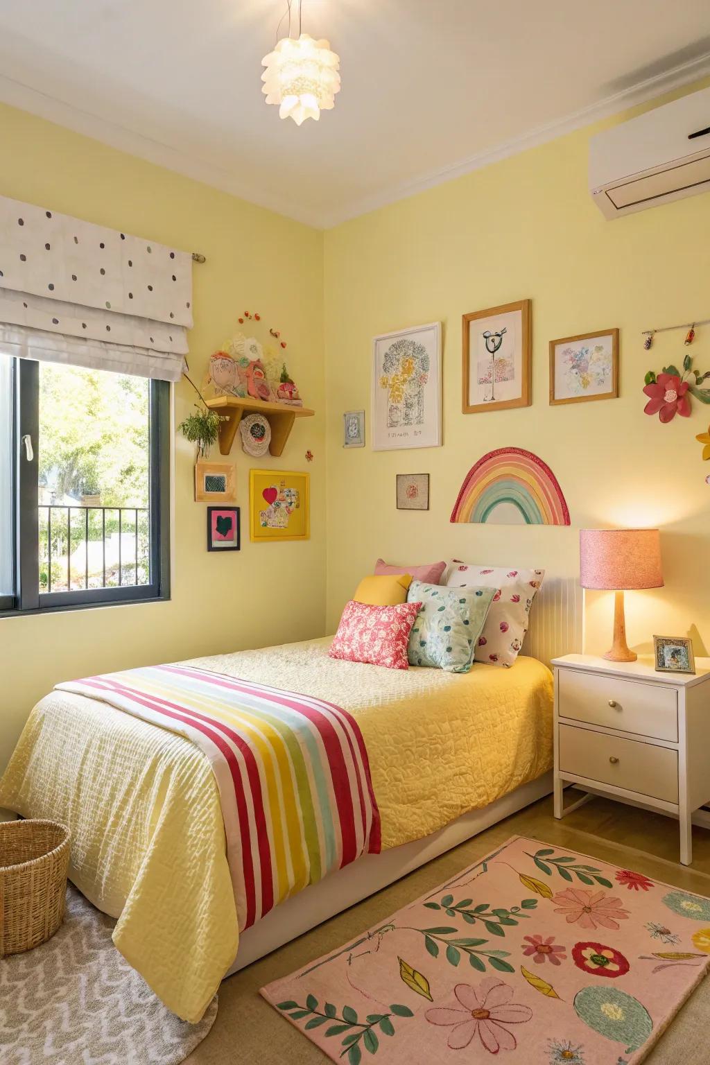 Light yellows introduce a cheerful yet soothing touch.