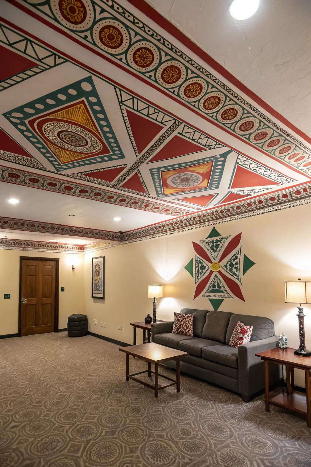 Introduce individuality using a striking, patterned ceiling that speaks volumes.