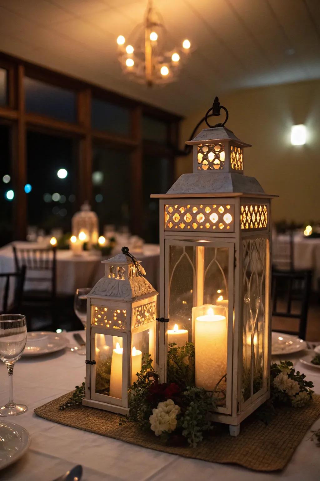Lanterns cast a magical radiance for evening environments.