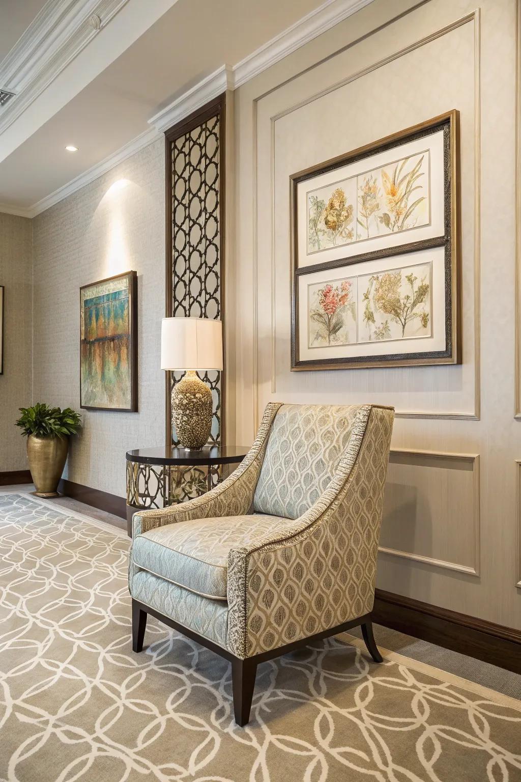 Establish harmony by coordinating colors using decor components.