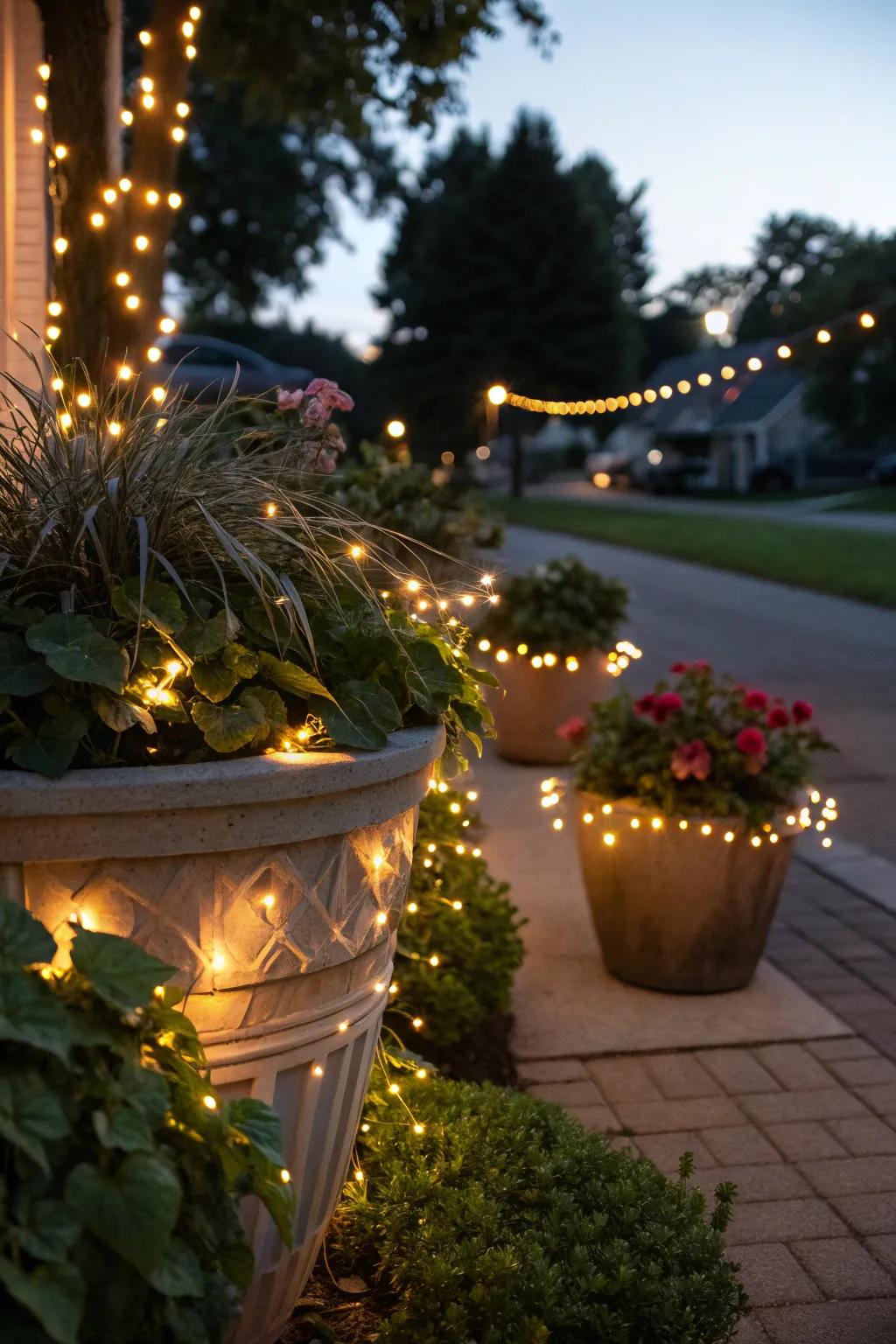 Twinkling lights contribute a magical touch to your porch.