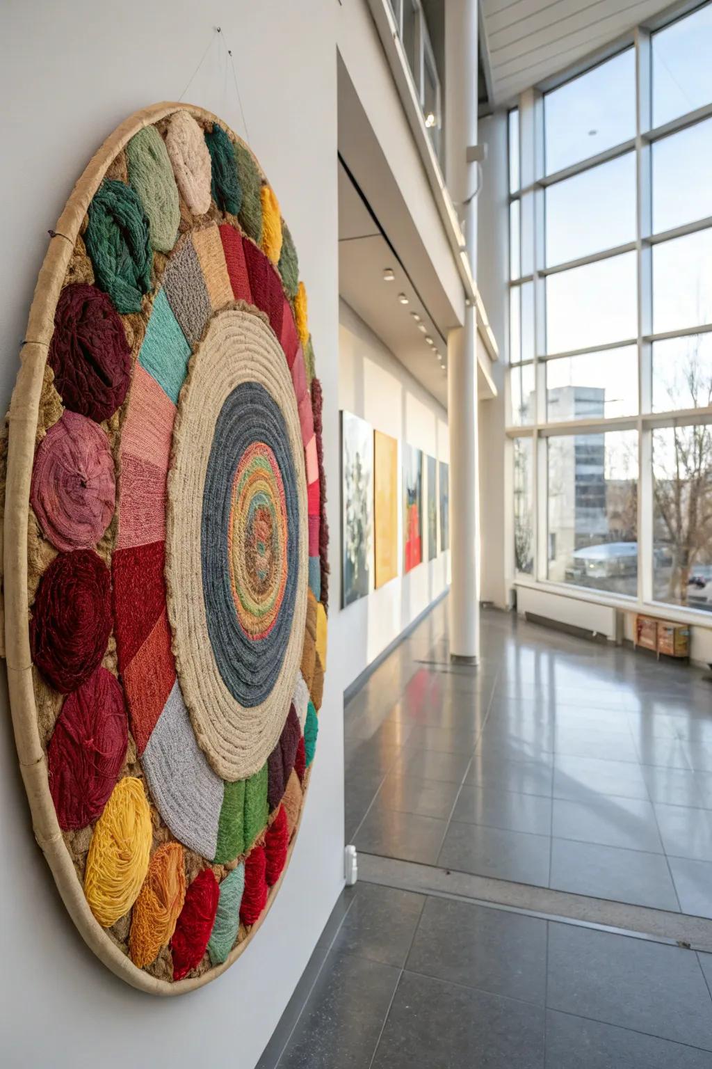 Experiment with textures in mixed media circles.