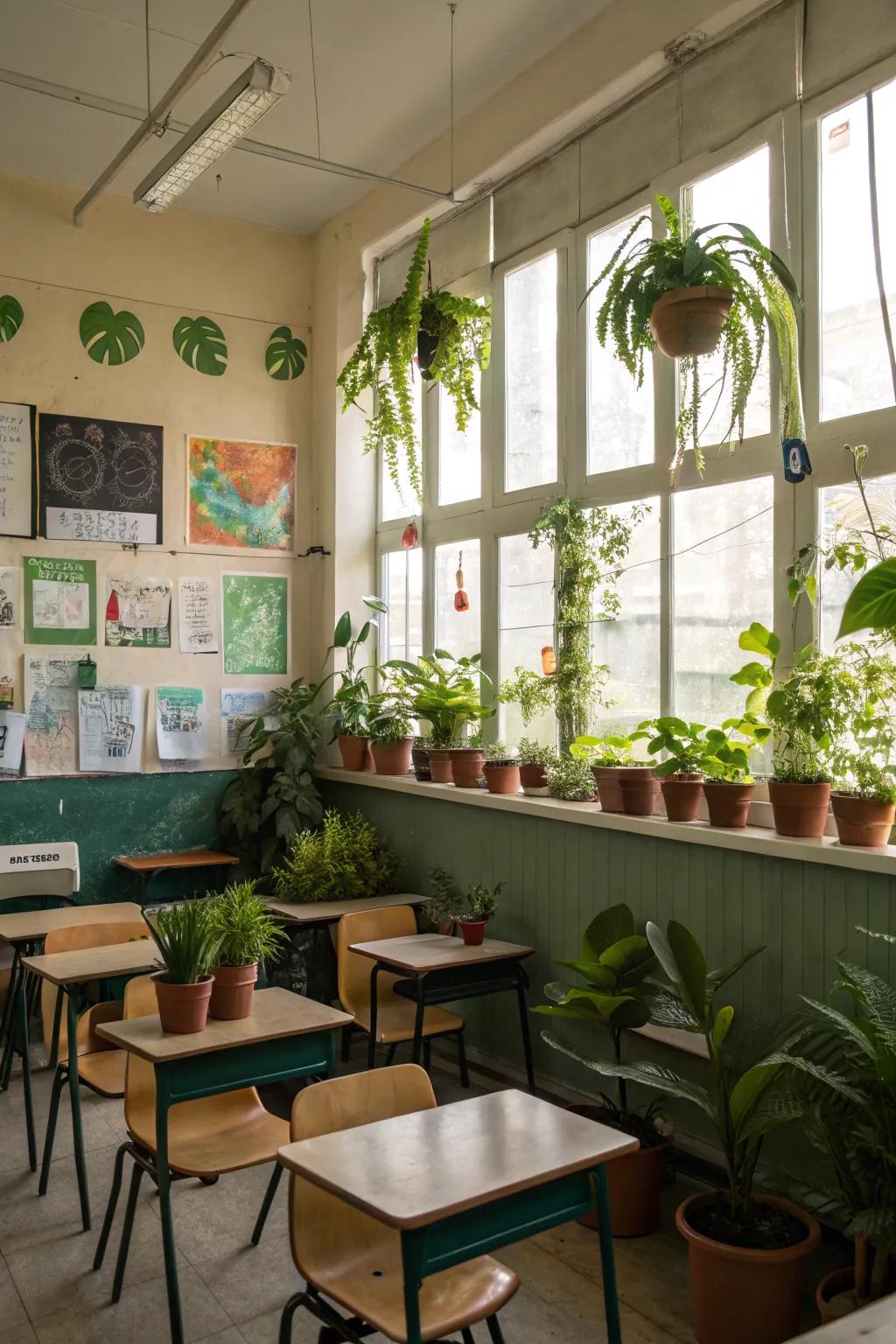 Natural elements bring tranquility to educational environments.