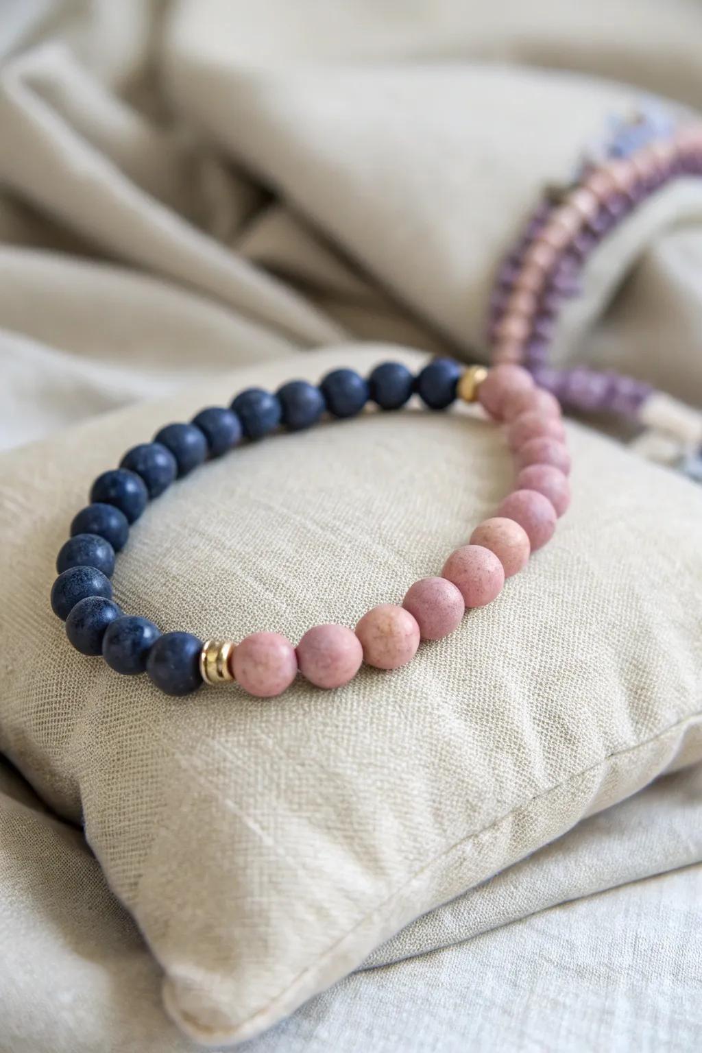 Wear a masterpiece on your wrist with this stunning gradient clay bead bracelet.