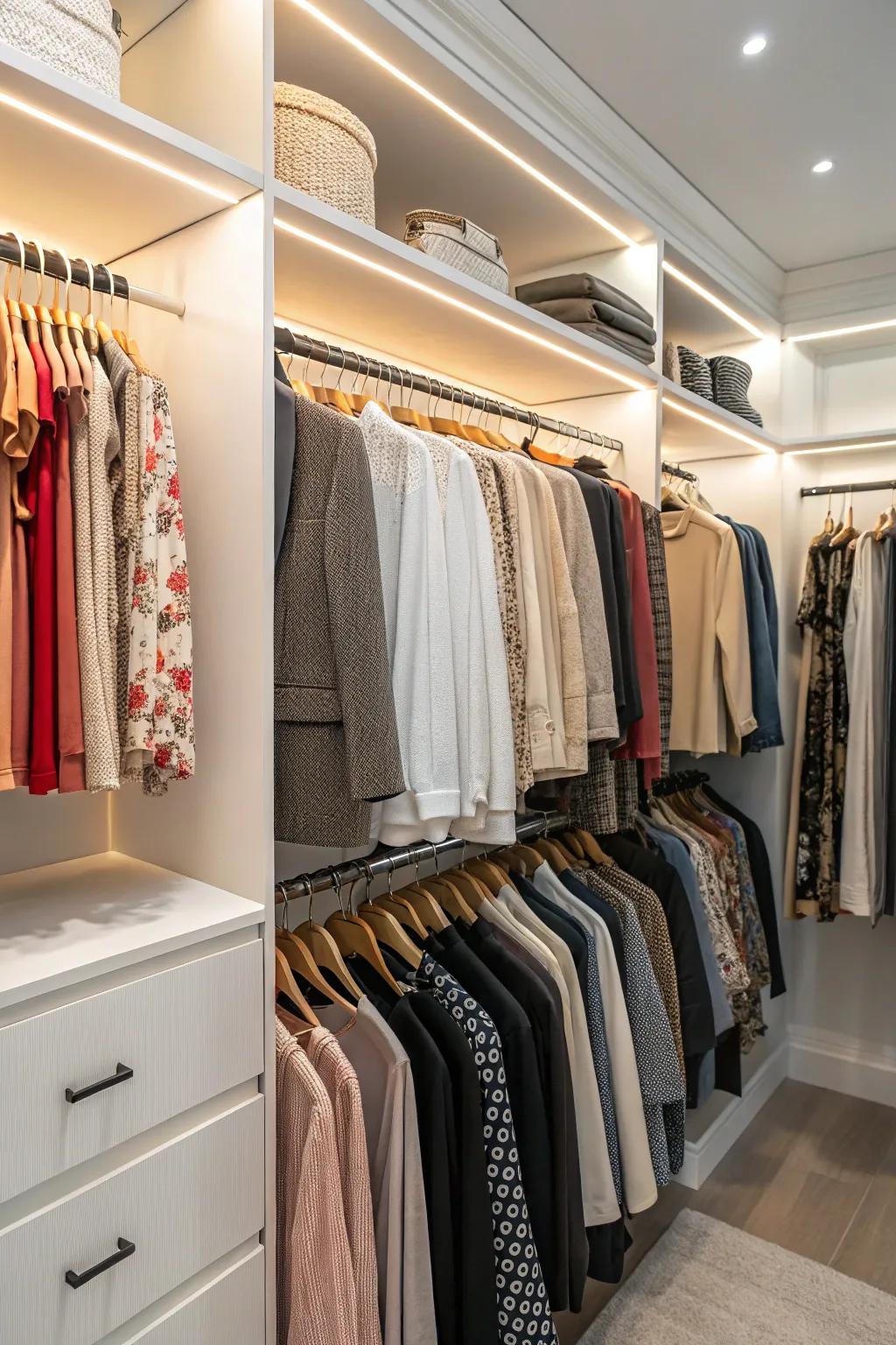Tiered hangers let you double your hanging capacity without taking up extra space.
