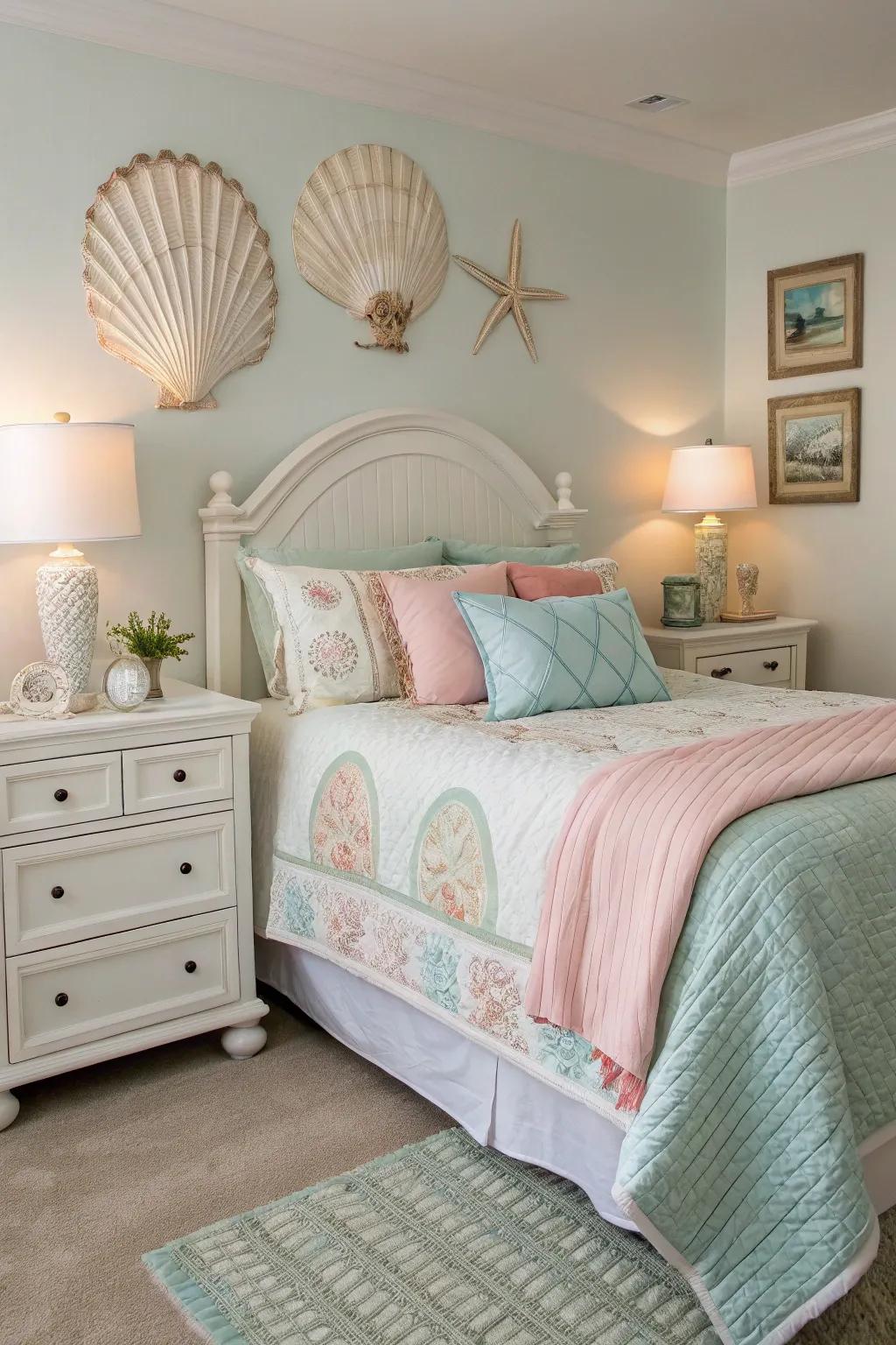 Whitewashed furniture goes well beautifully with beach-style bedding.