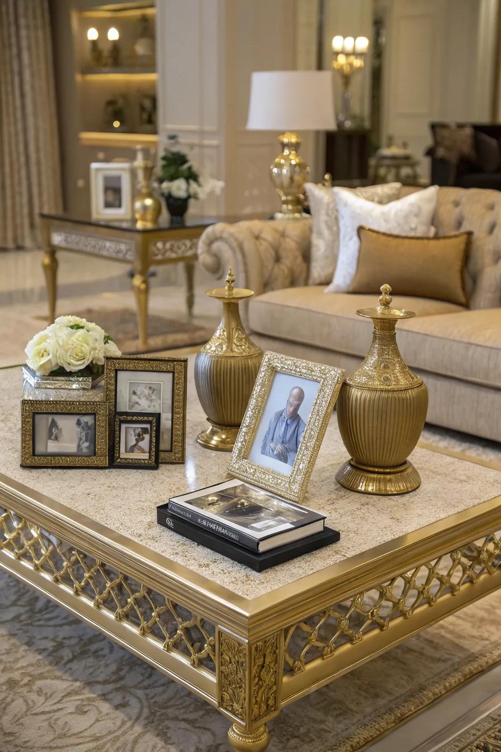 Gilded details introduce an element of glamour and luxury.