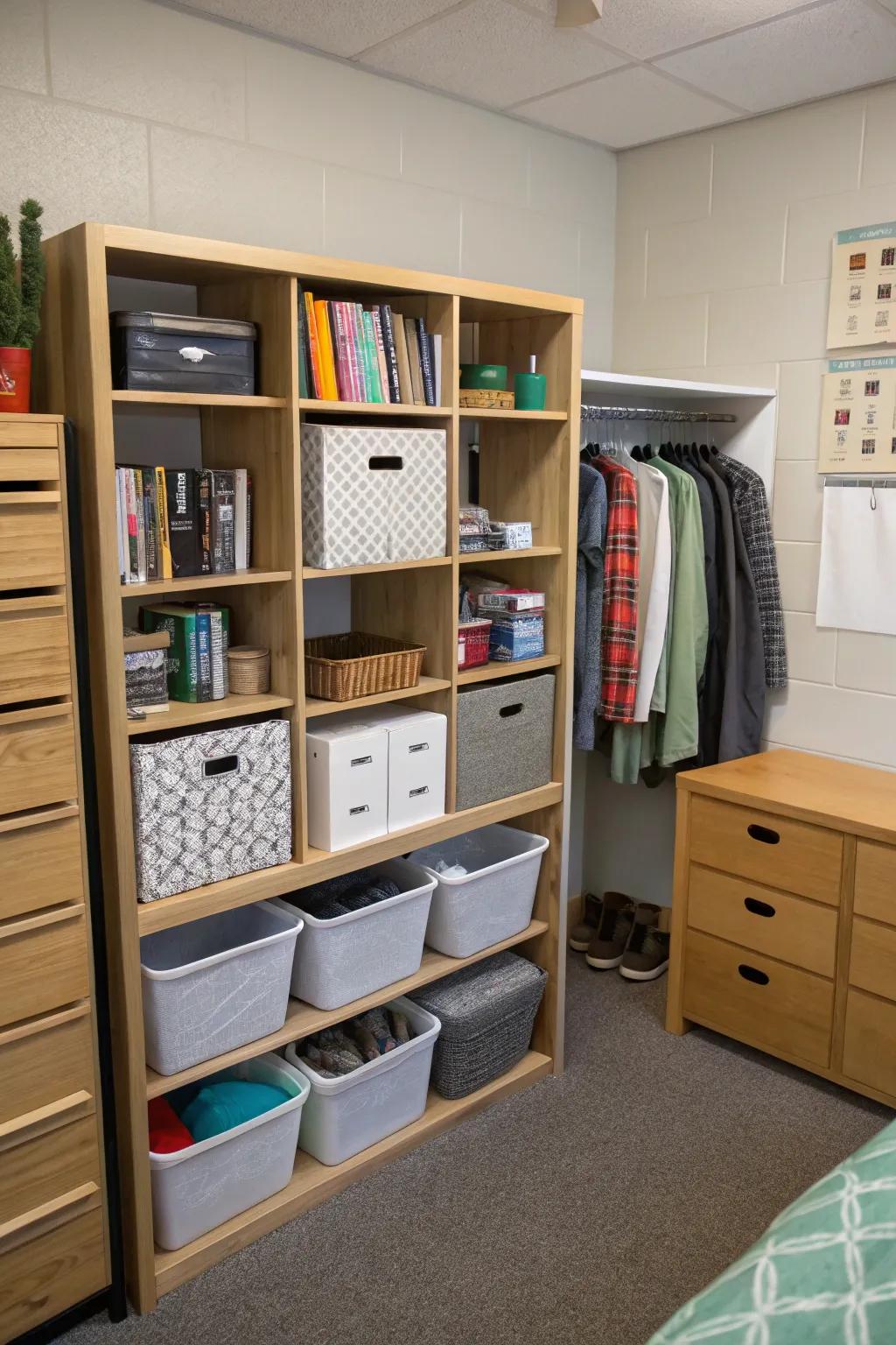 Thoughtful storage solutions can save space and foster calm.