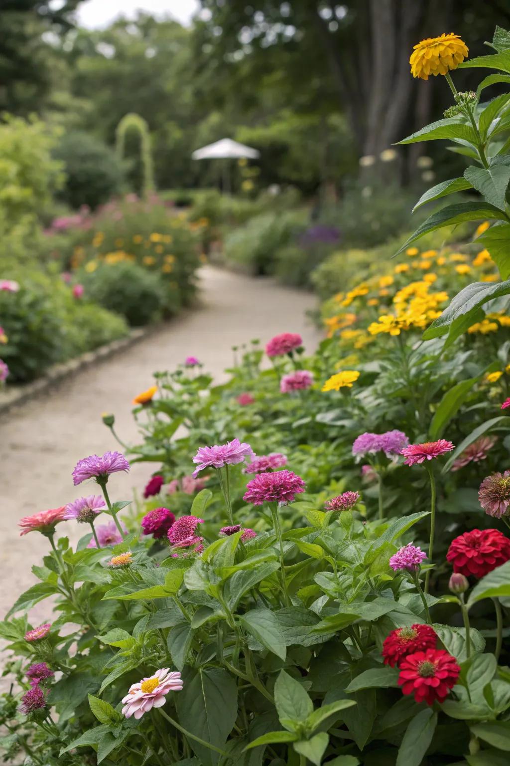Multicolored botanical arrangements provide visual appeal all year round.