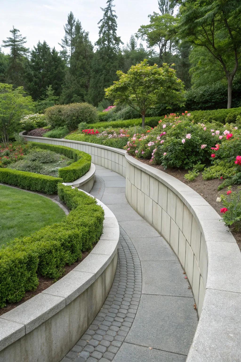 Curved structures inject a dynamic stream into landscapes.