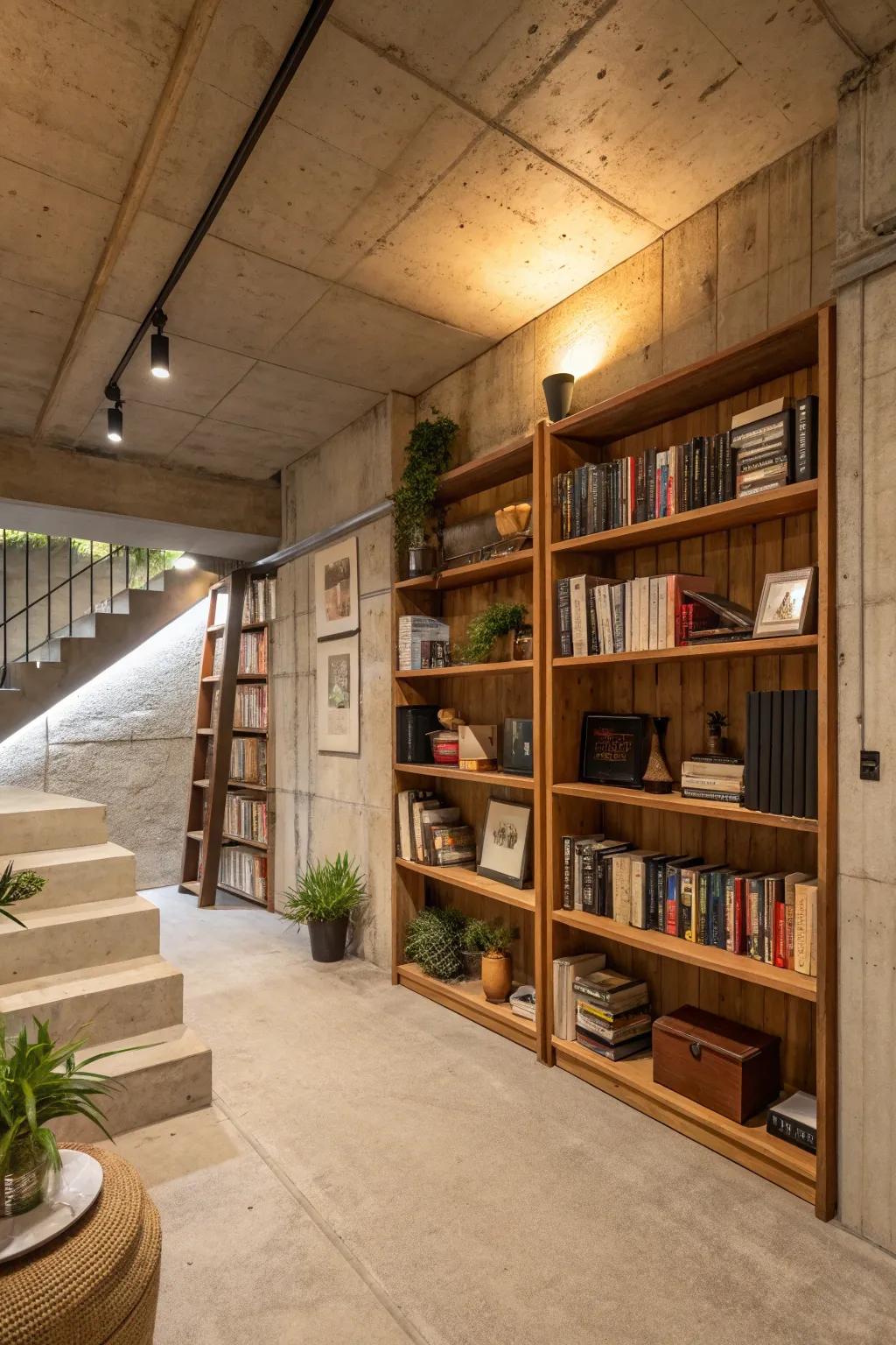 Create depth and storage with elegant bookshelves.