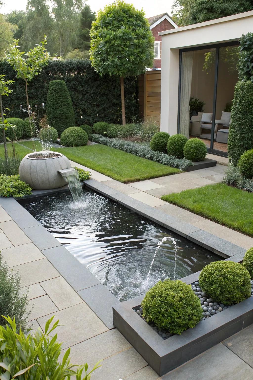 Water features introduce tranquility and beauty.
