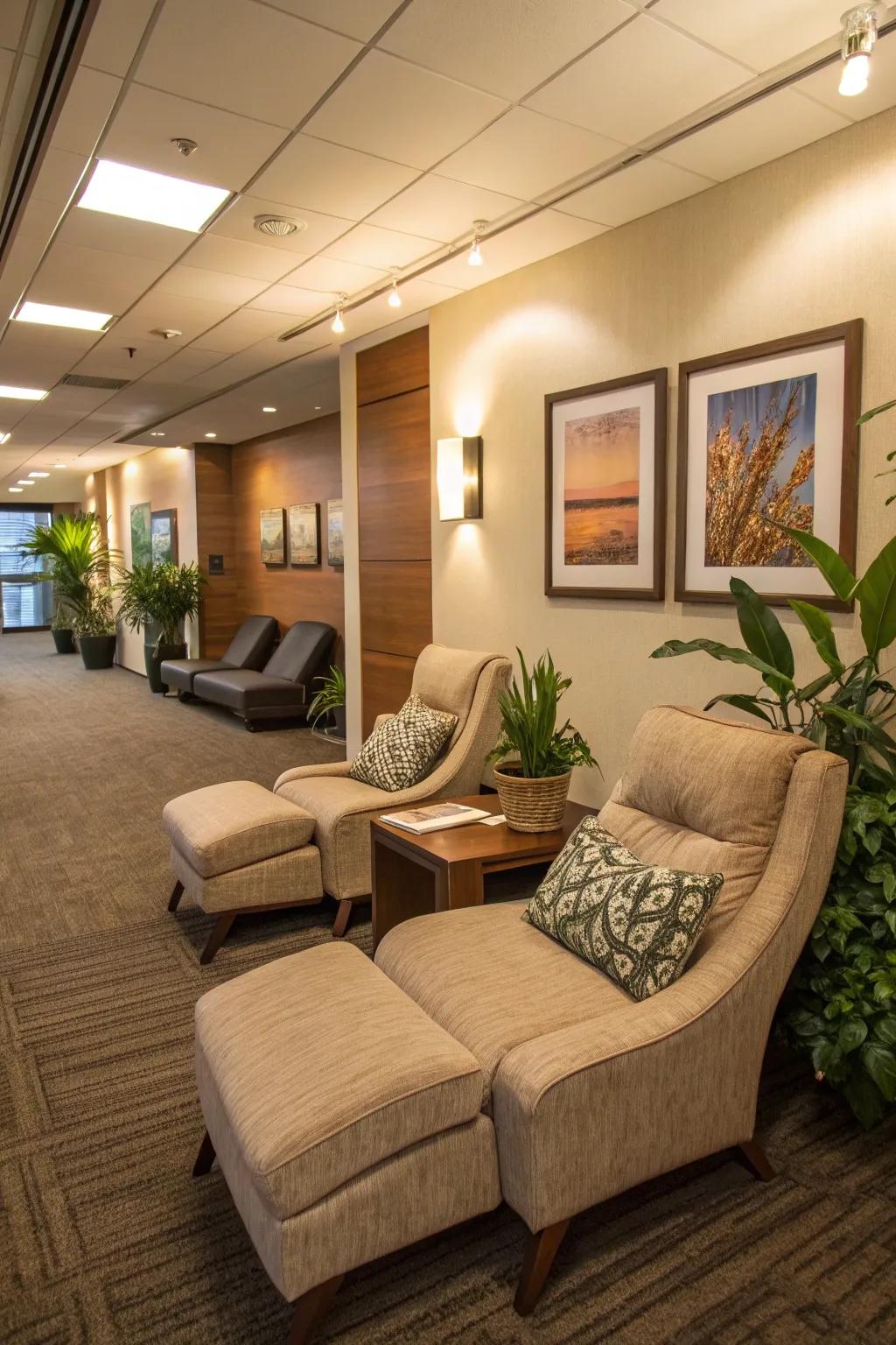 Leisure zone in an office for relaxation and socialization.