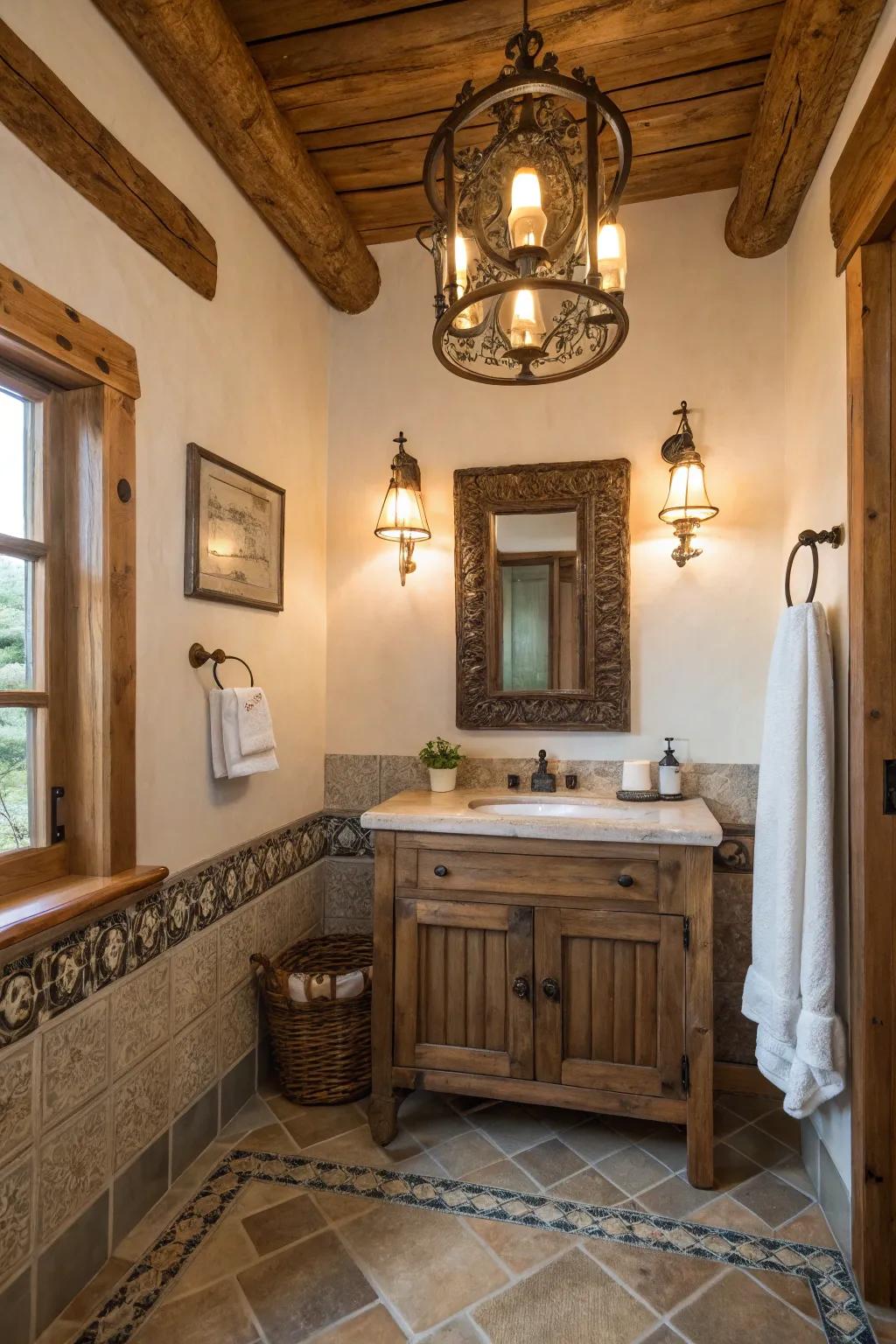 Antique fittings give a timeless touch to this charming bathroom.