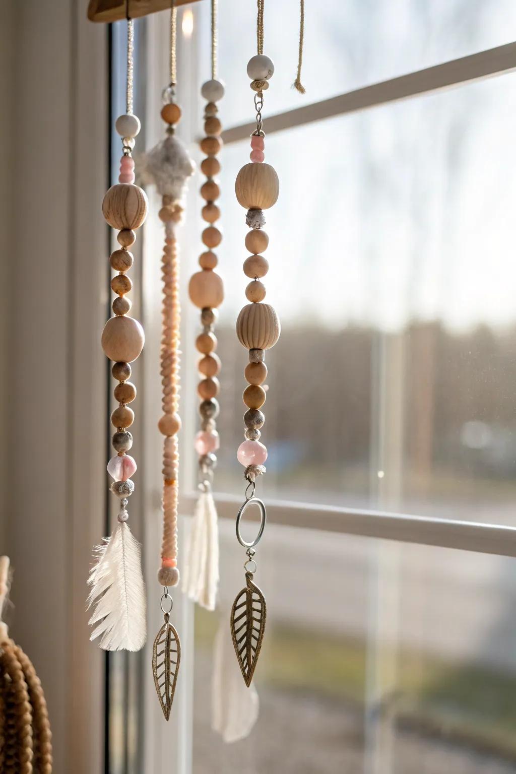 Enjoy the breeze with this pretty beaded tone chime—where simple design meets lovely sound.