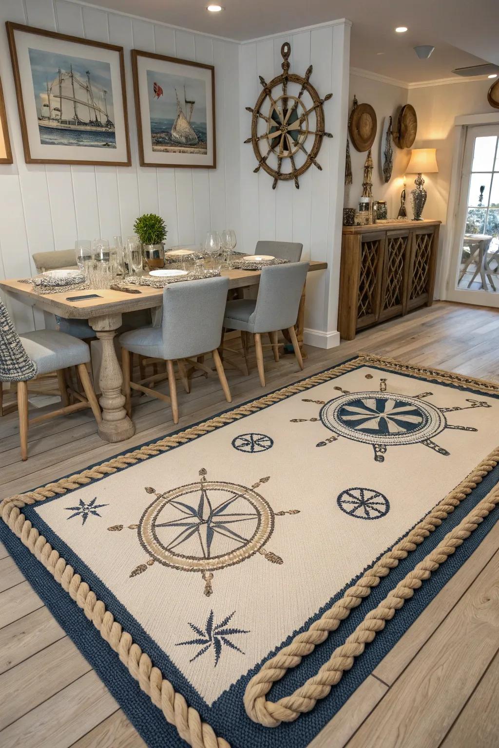 A floor covering that grounds your area with nautical refinement.