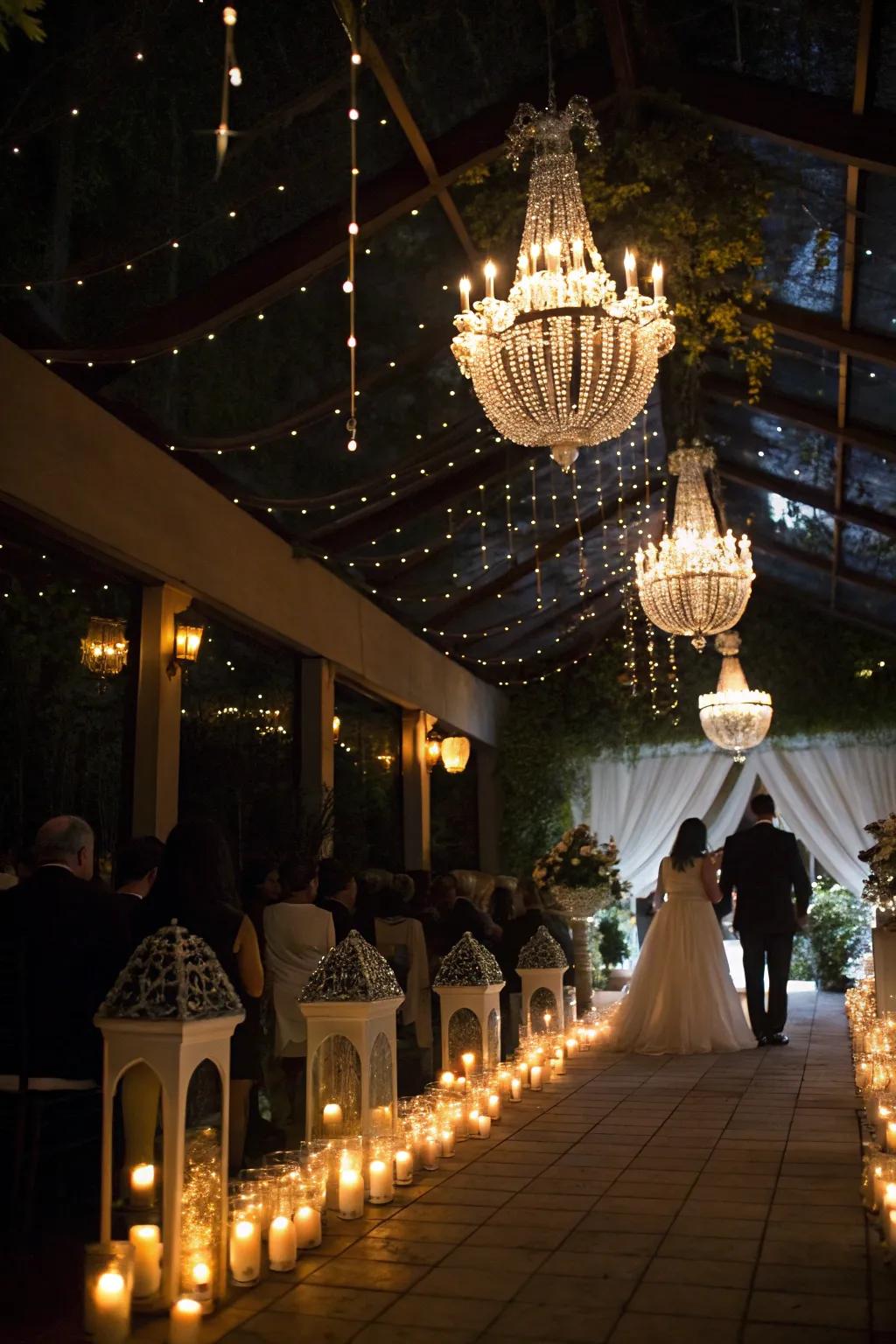 Dreamy lighting creating a magical marriage celebration setting.