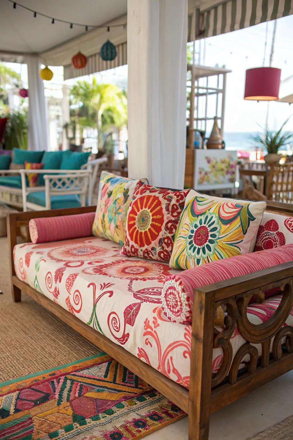 Striking hues turn this daybed into a captivating centerpiece.