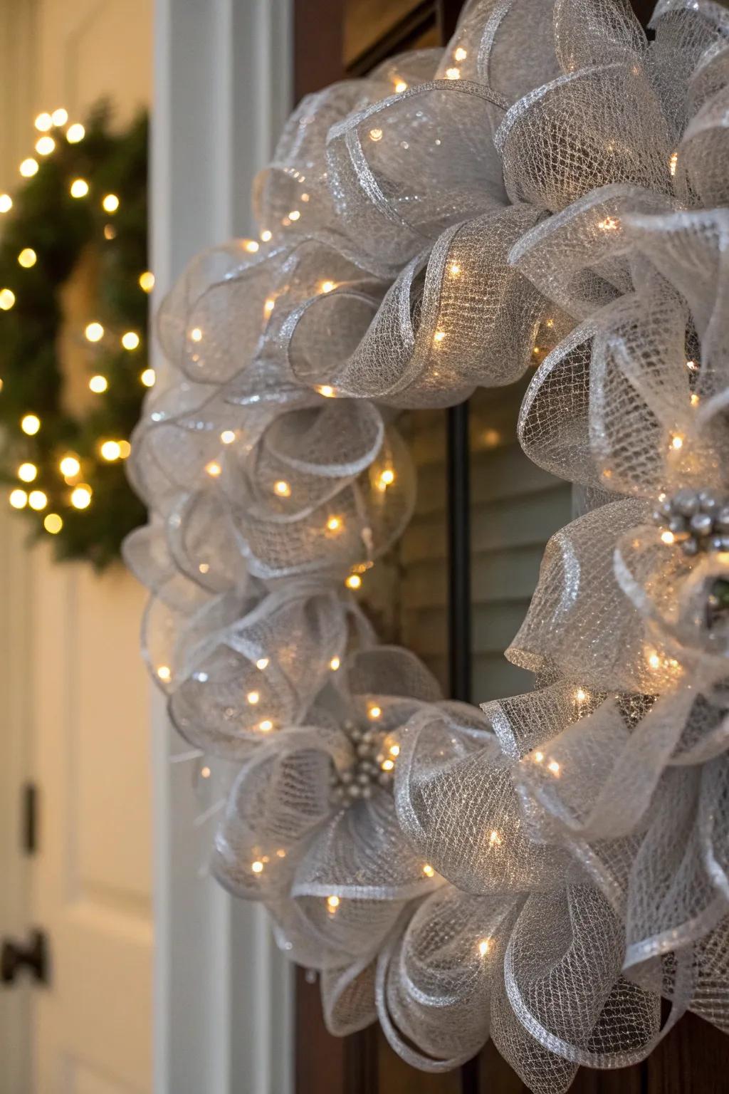 Metallic embellishments introduce a hint of refinement to this autumnal wreath.