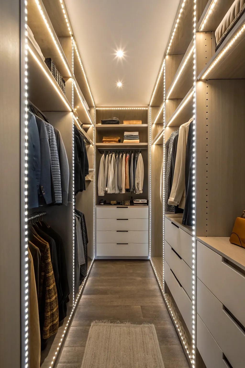 Brighten your closet with strategic lighting enhancements.