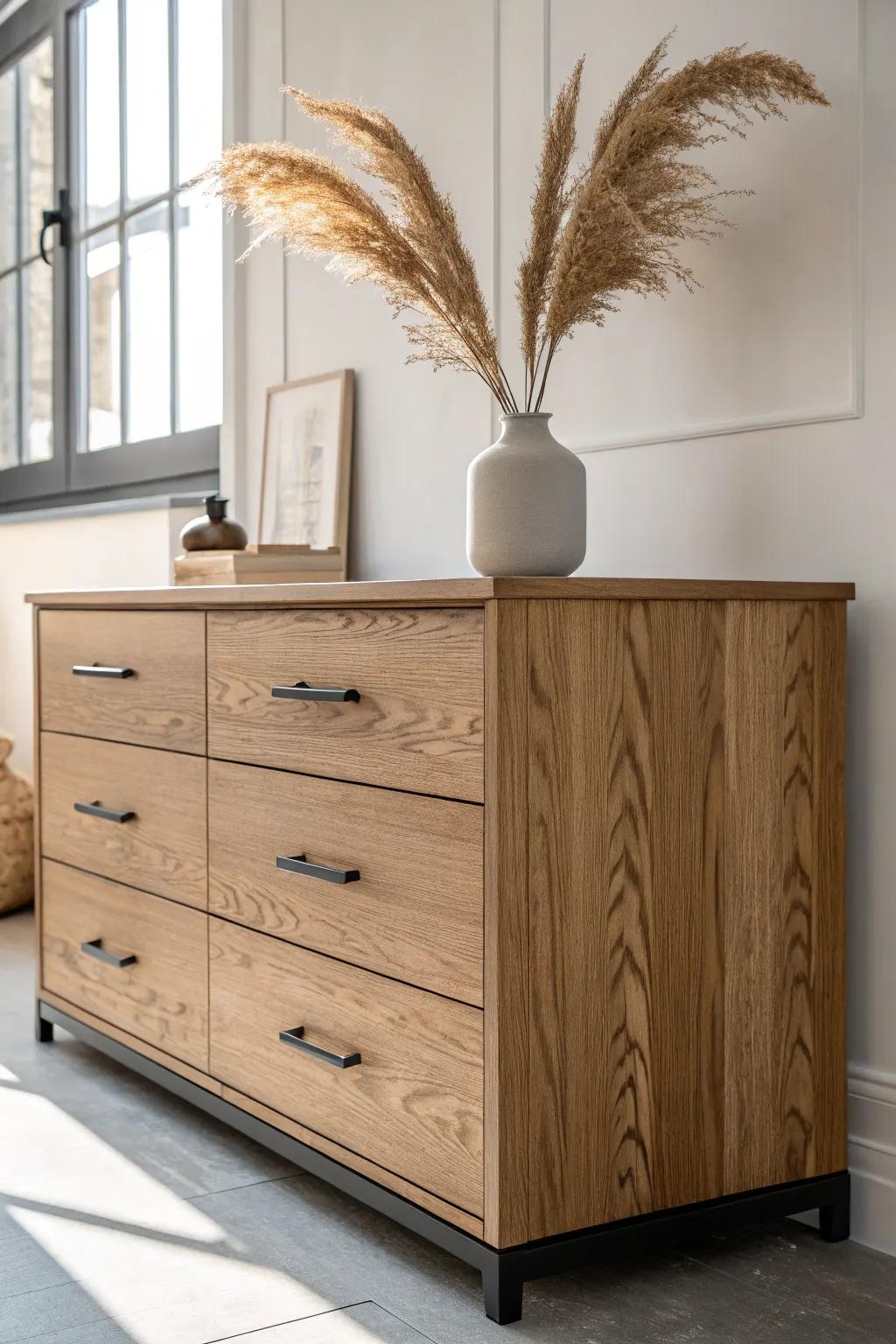 Elevate your area with this varied material masterwork—a seamless fusion of rustic wood and sleek metal for the ultimate boho-chic assertion.