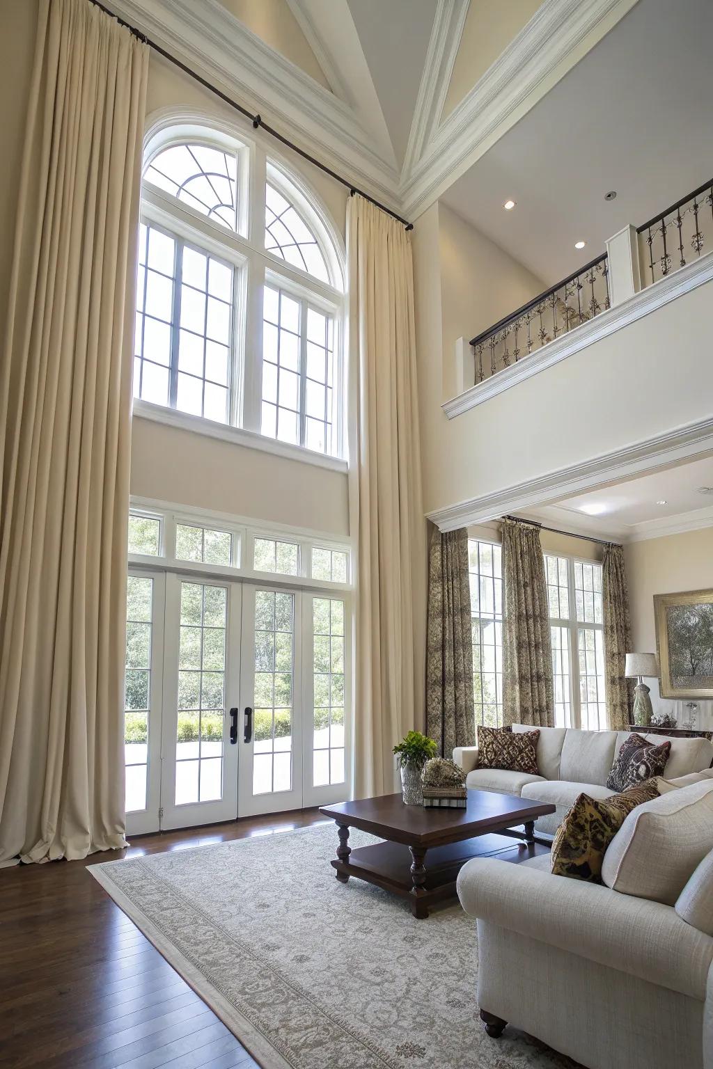 Ceiling-mount rods elevate and expand the perceived height of any room.