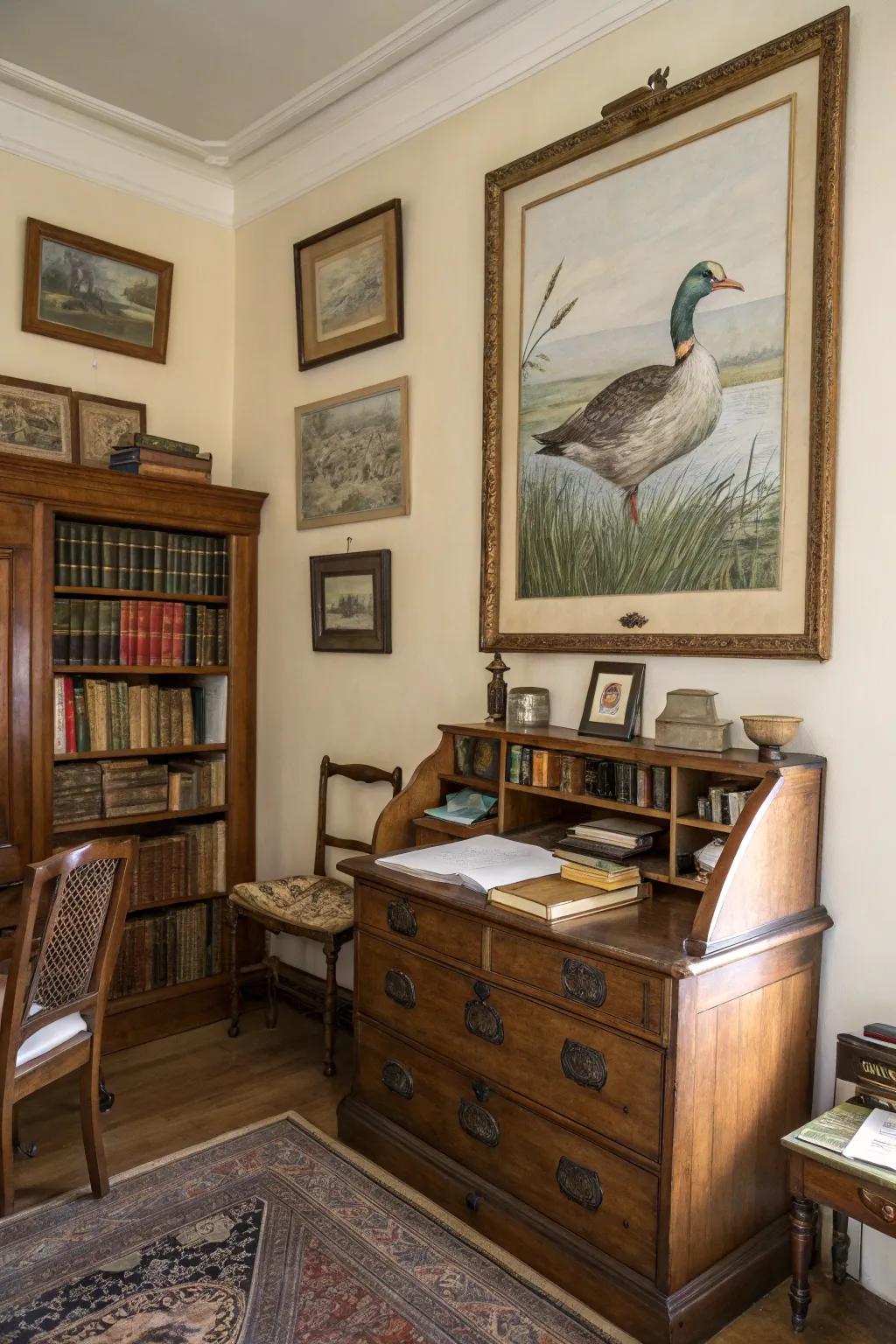Classic duck artistry contributes a sentimental sentiment to your decor.