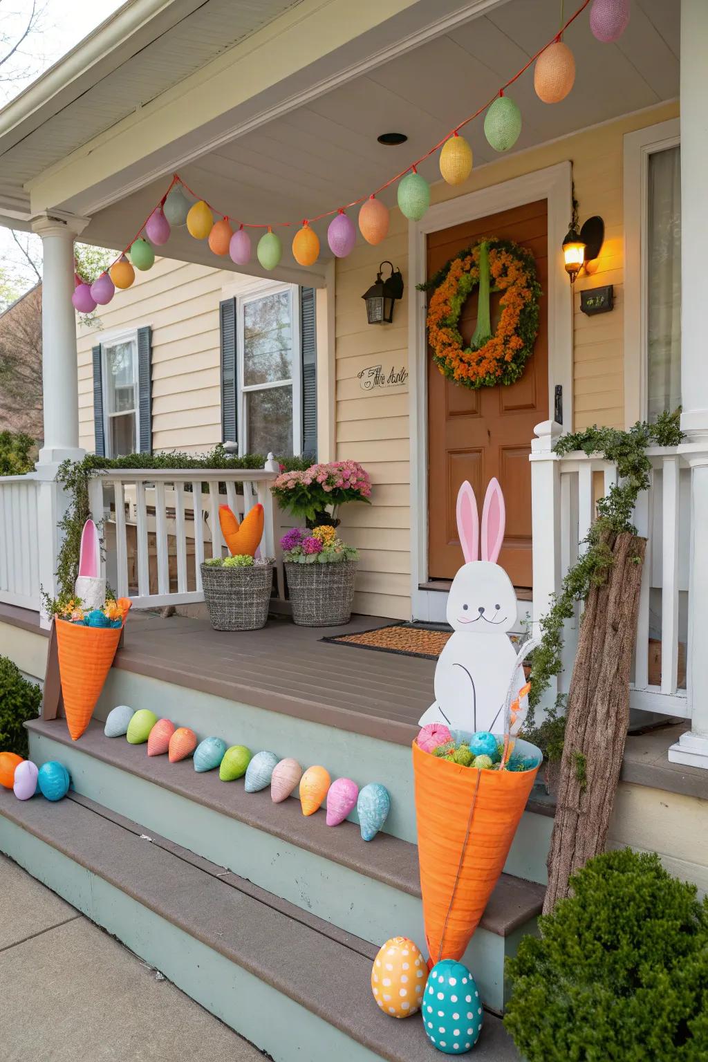 Carrot details present a playful acknowledgment of Easter bunnies.