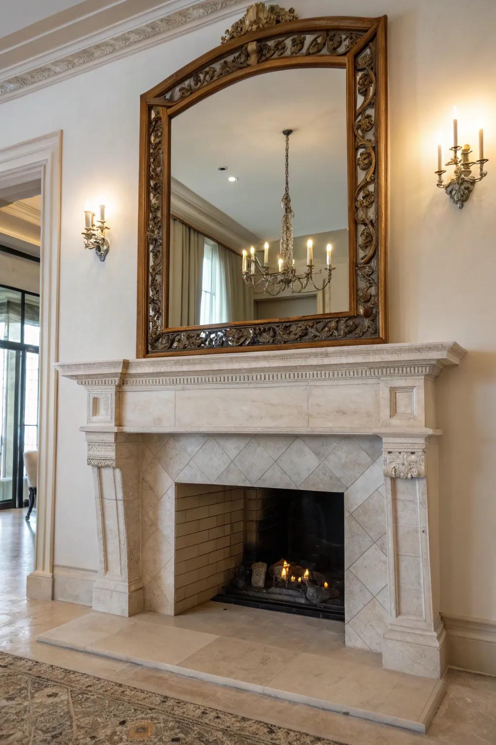 Enhance light and space using a mirror in your fireplace.