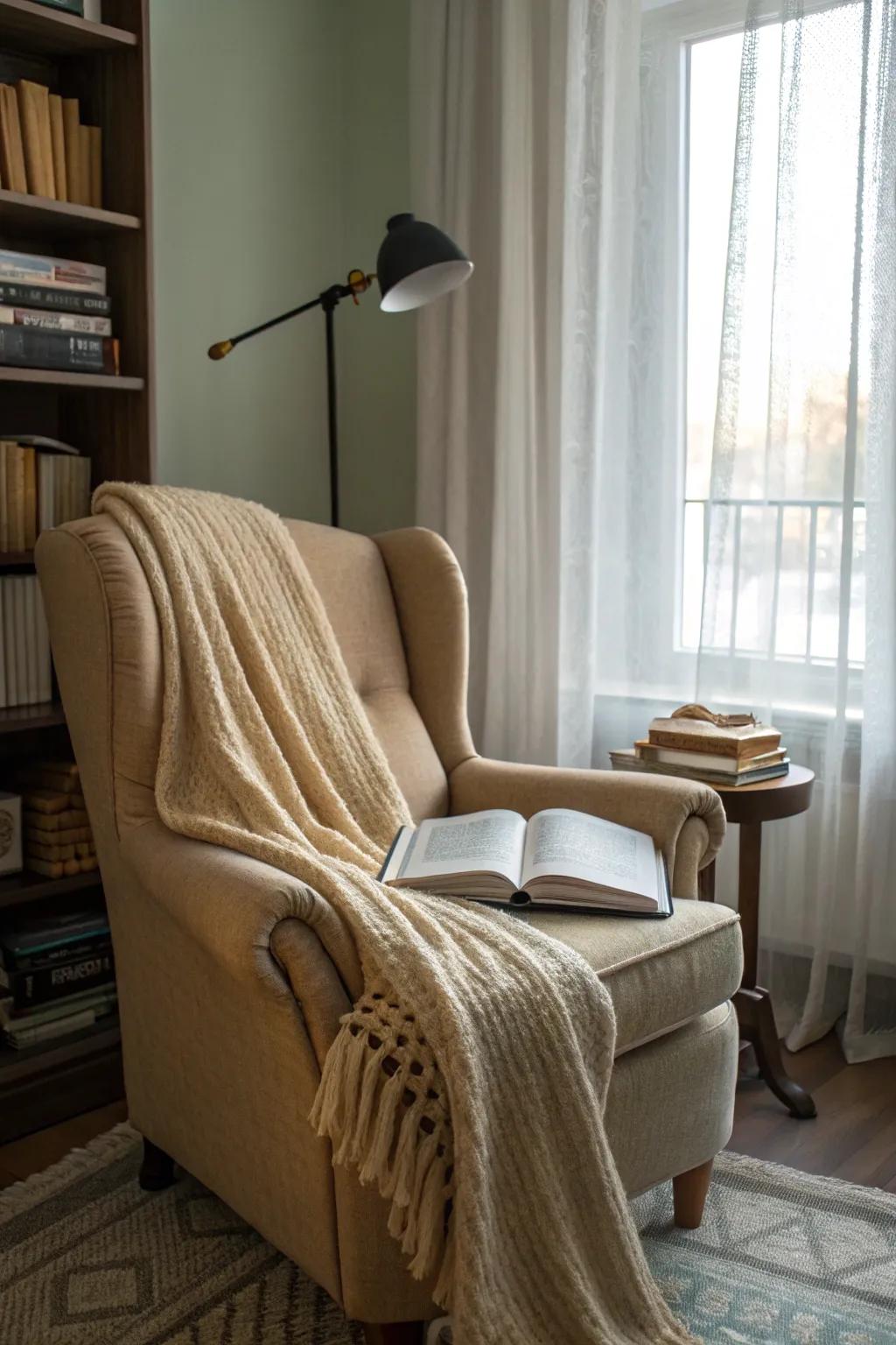 A cozy reading nook is perfect for enjoying fall evenings.