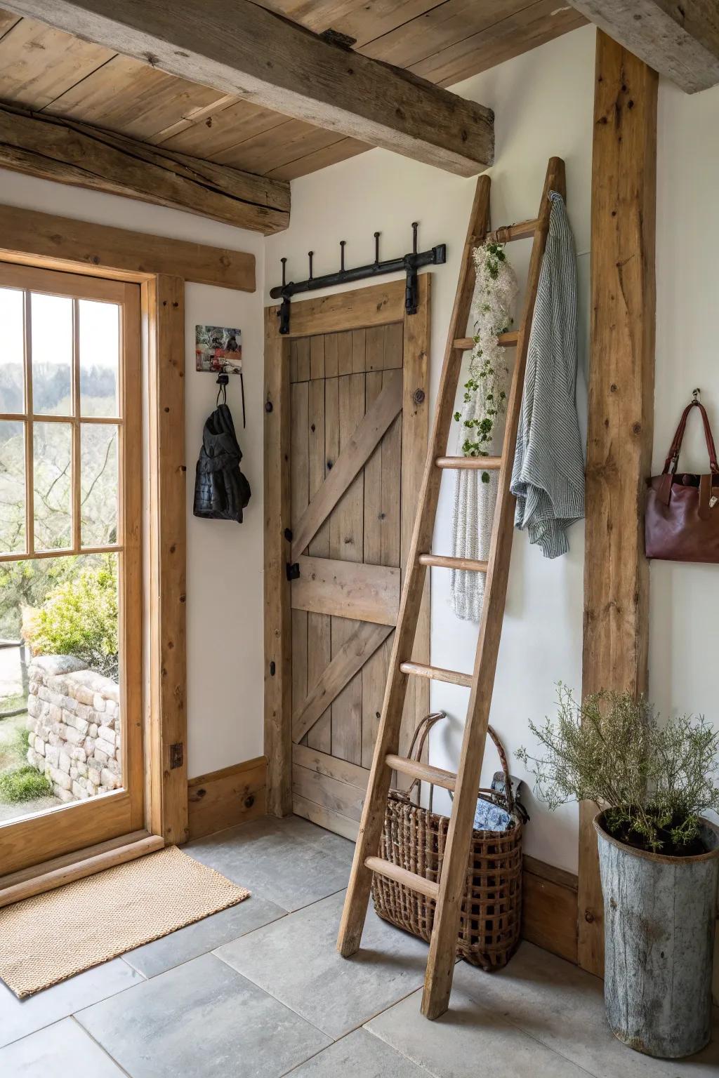 Charming entryway with a functional ladder setup
