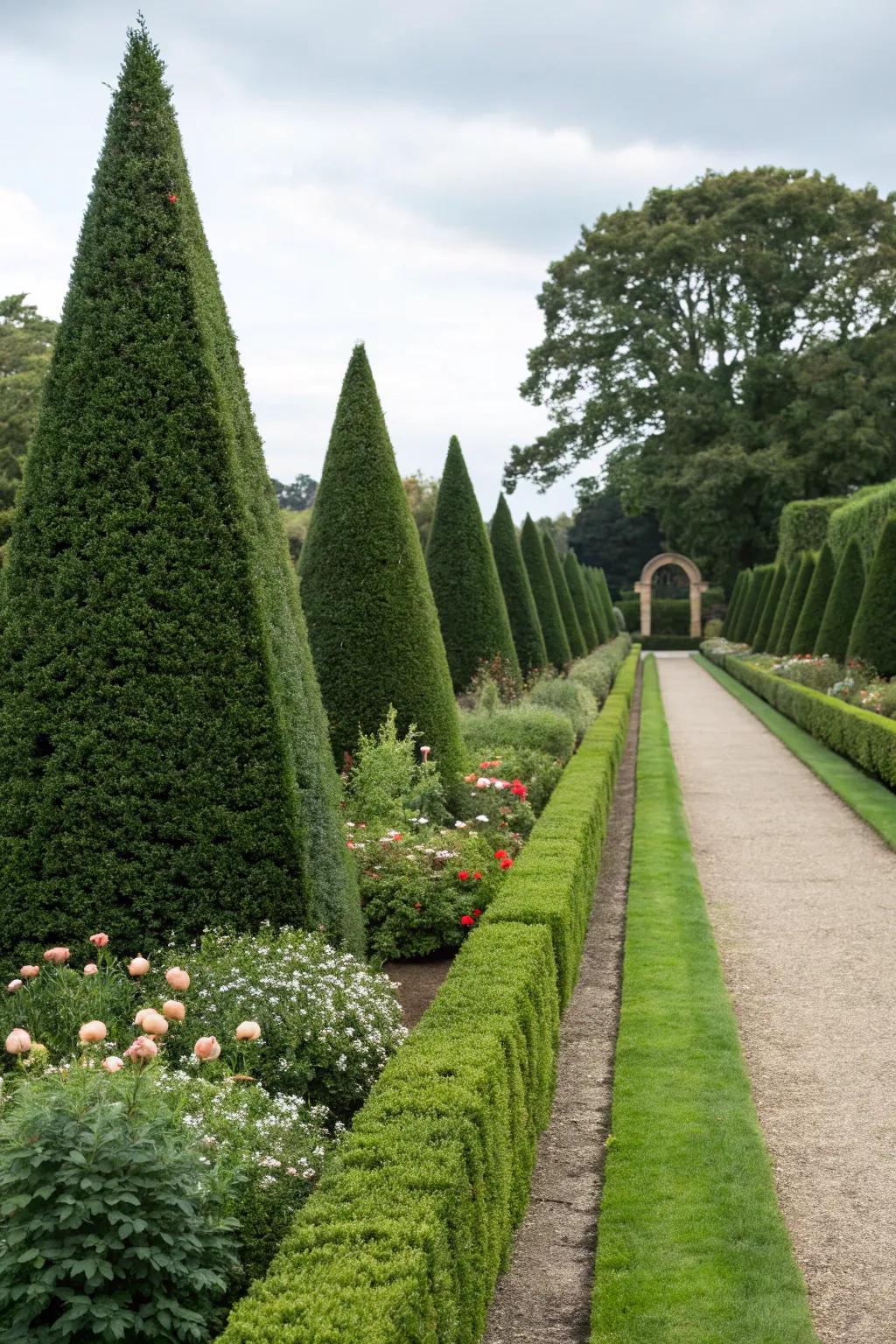 Yew hedges deliver timeless sophistication and year-round privacy.