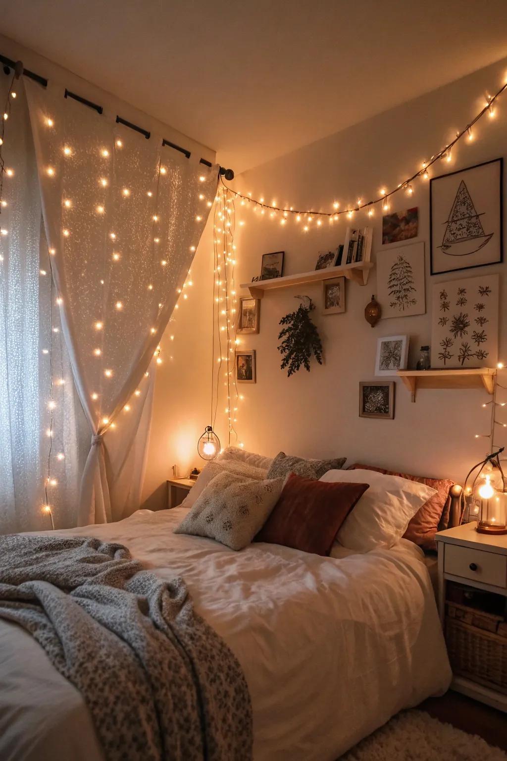 Warm illumination creating a comfortable and welcoming atmosphere.