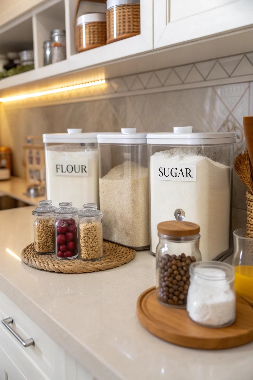 Airtight containers keep pests out and preserve freshness.