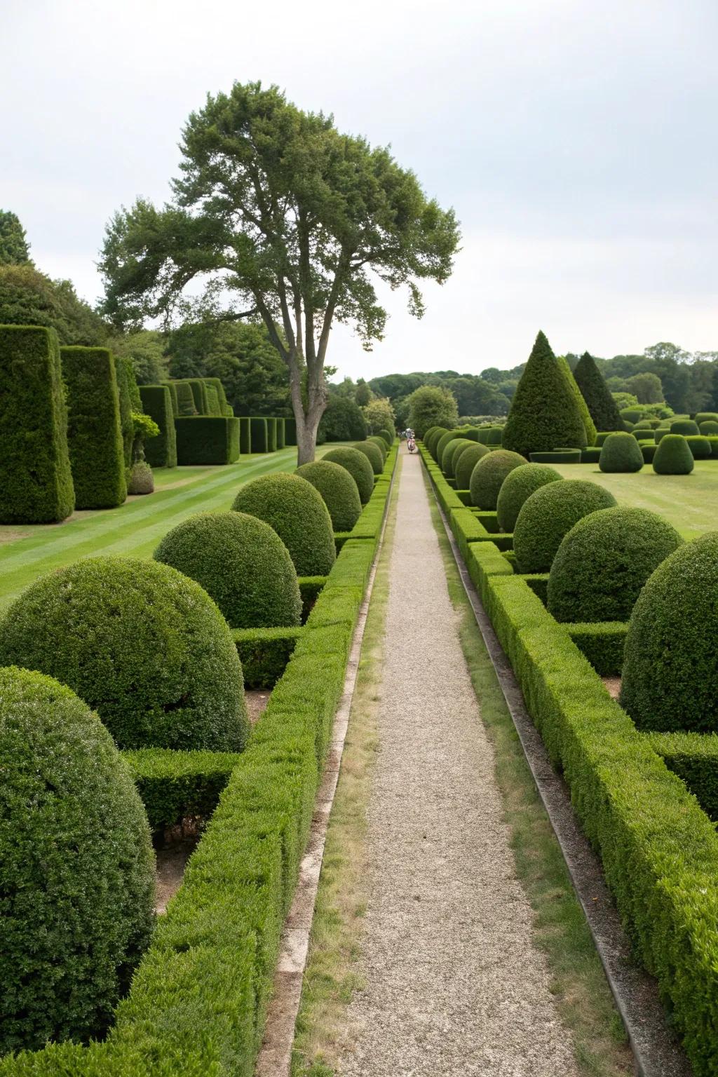 Formal green walls delivering structure and symmetry.