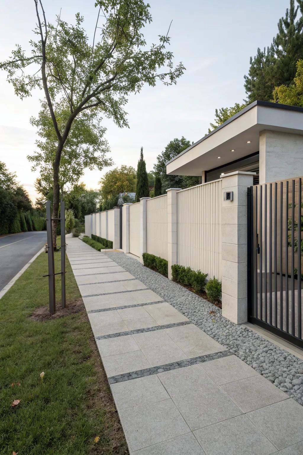 A simple boundary with subtle tones gives a refined, modern aesthetic to the entrance.