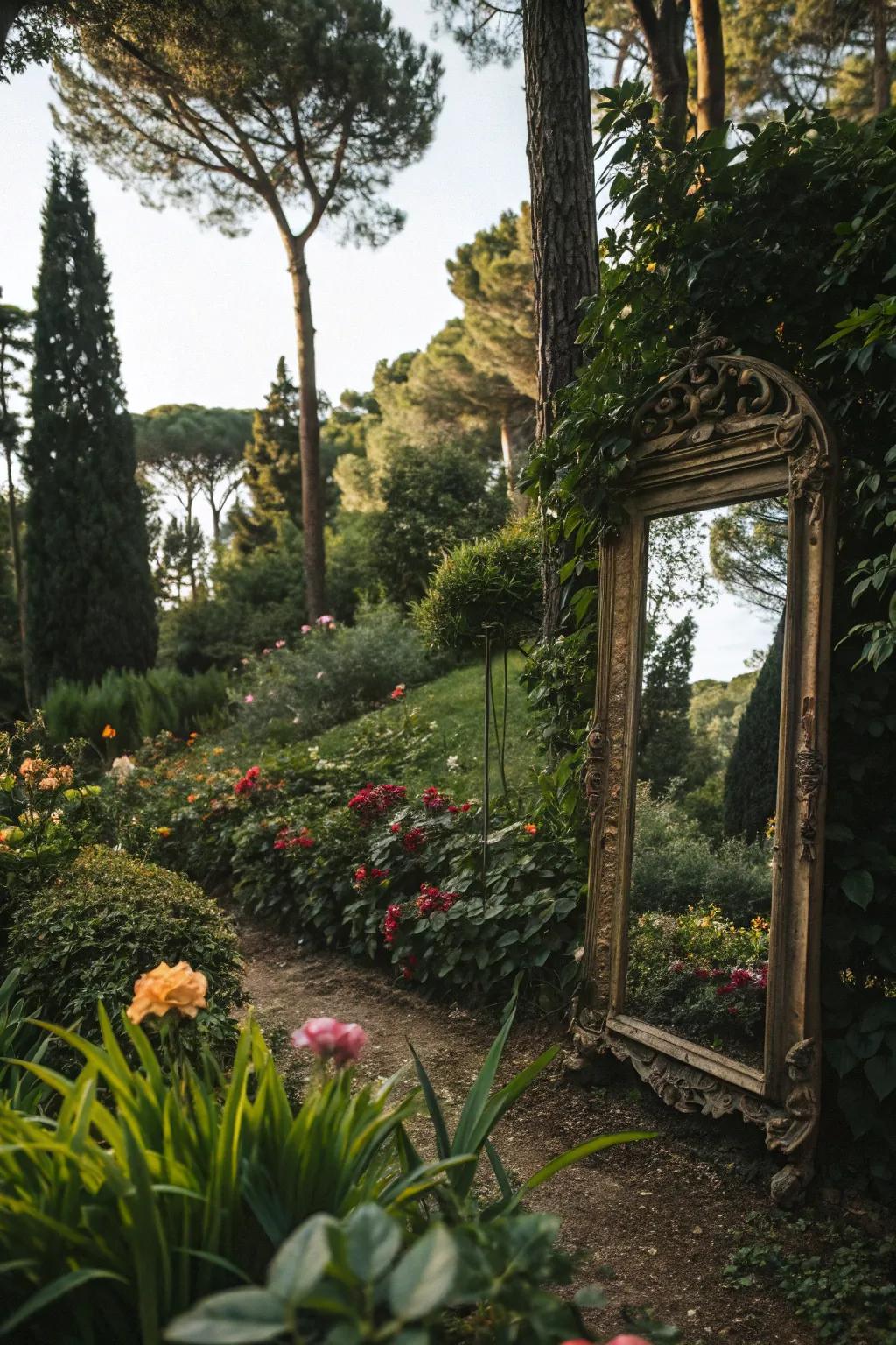 Reflective surfaces amplify sunlight and create intrigue.
