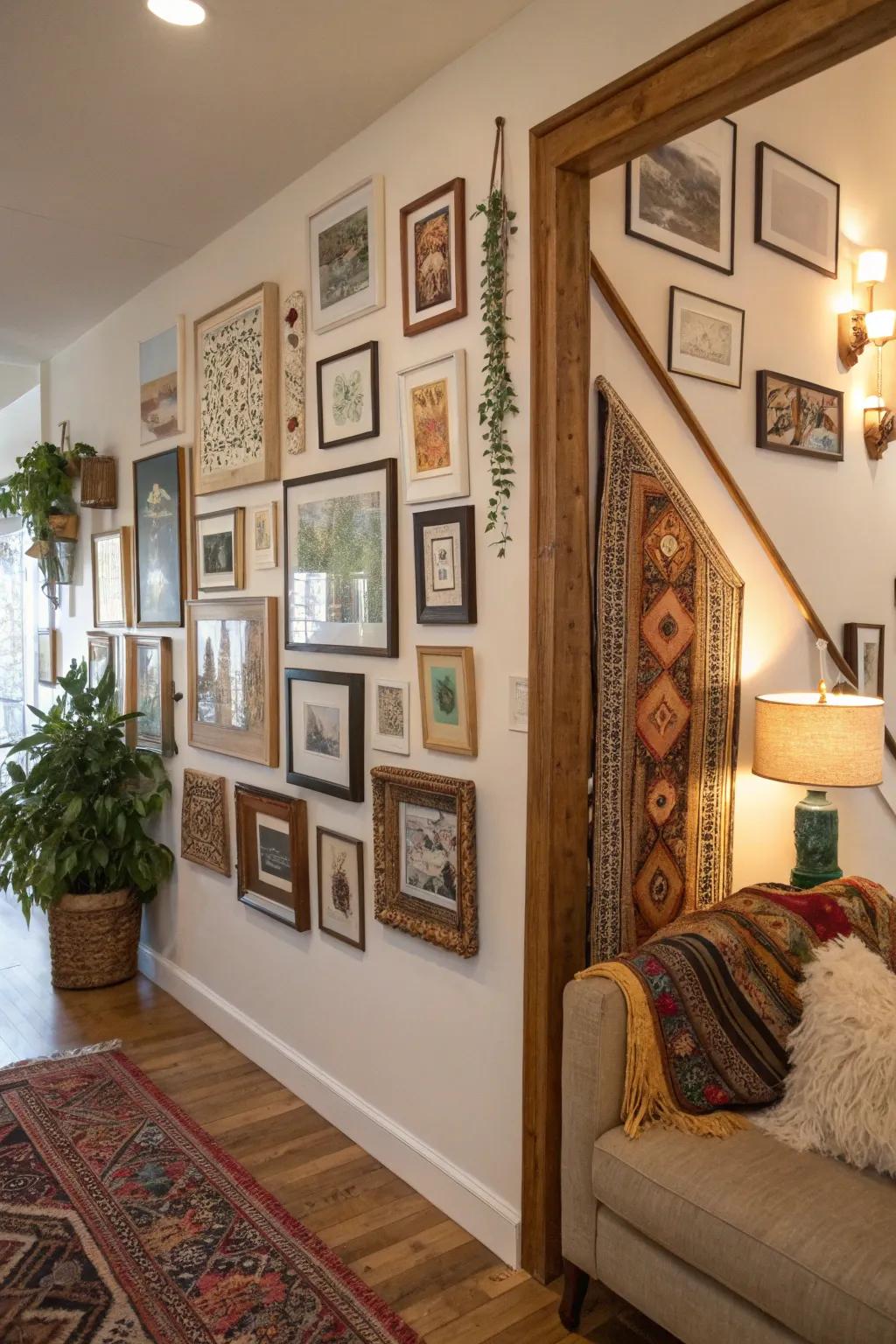 Asymmetrical appeal achieved through a mix of various frame sizes and orientations.