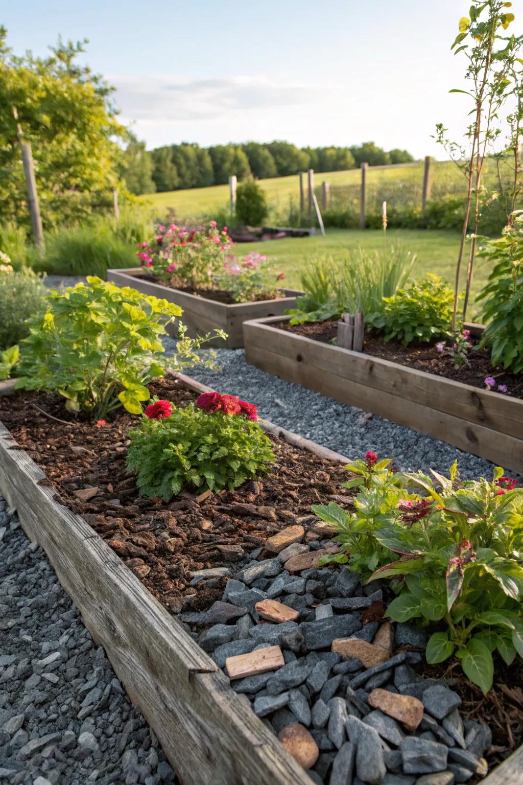 Improve moisture retention in your garden with a fusion of enrich and stone fragments.