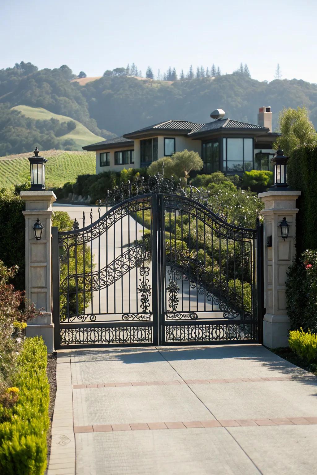 A show-stopping gate setting the stage for an impressive driveway.