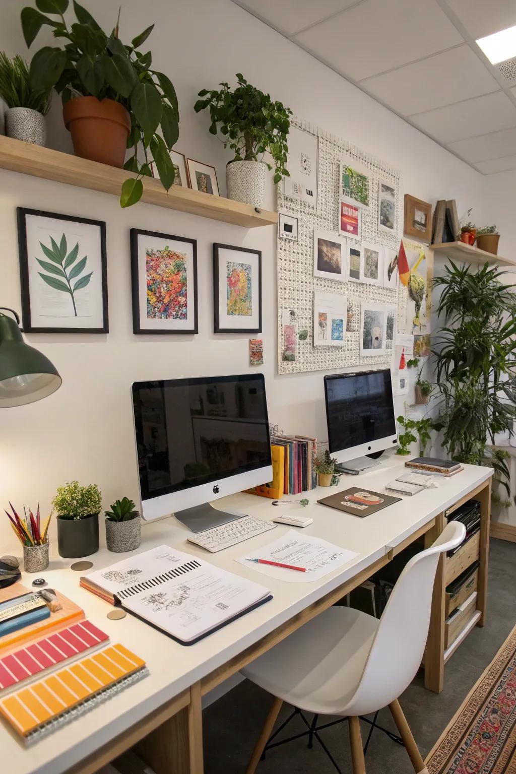 Personal touches change a workspace into a welcoming, personal refuge.